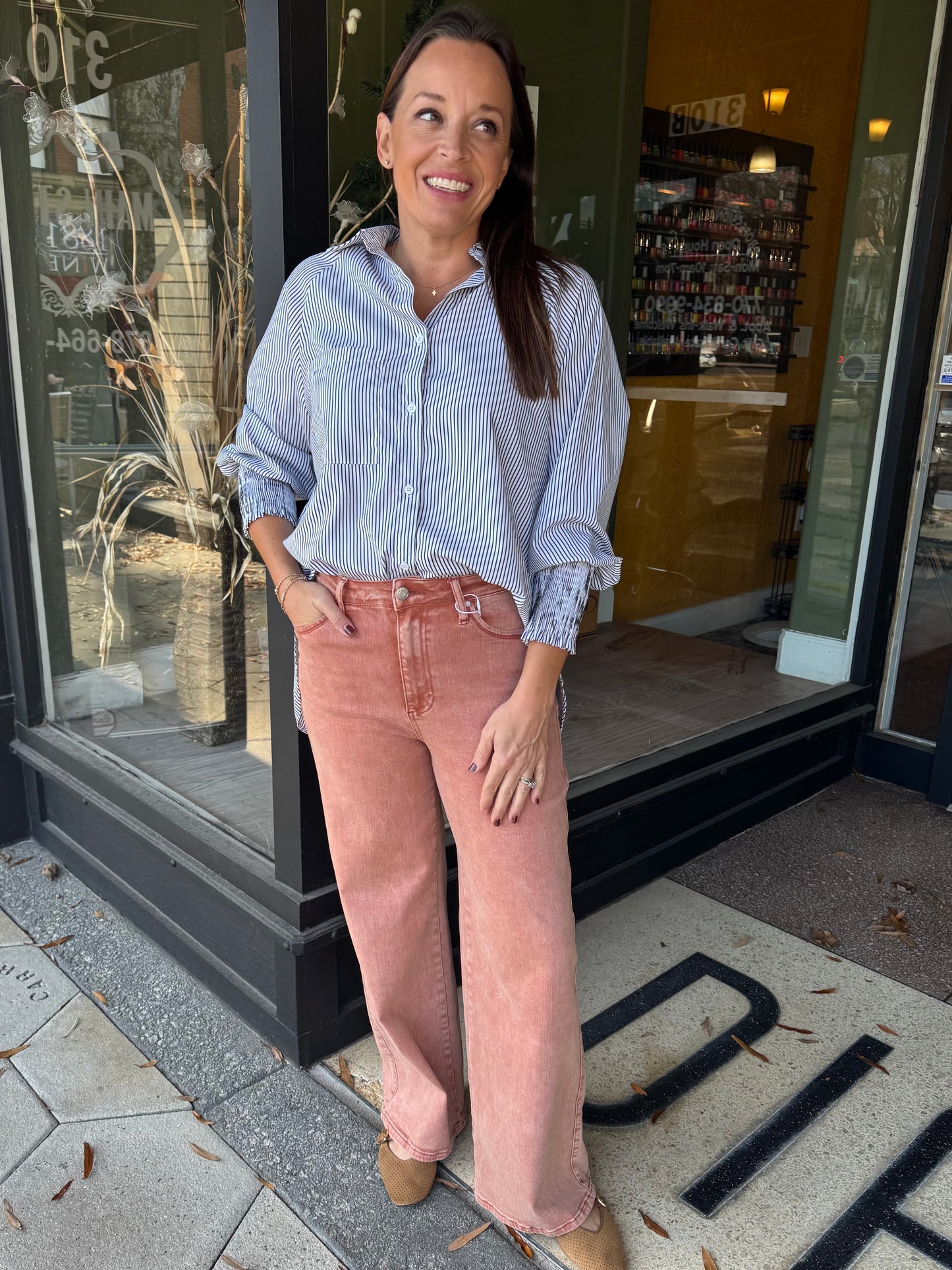 Brick wide leg jeans