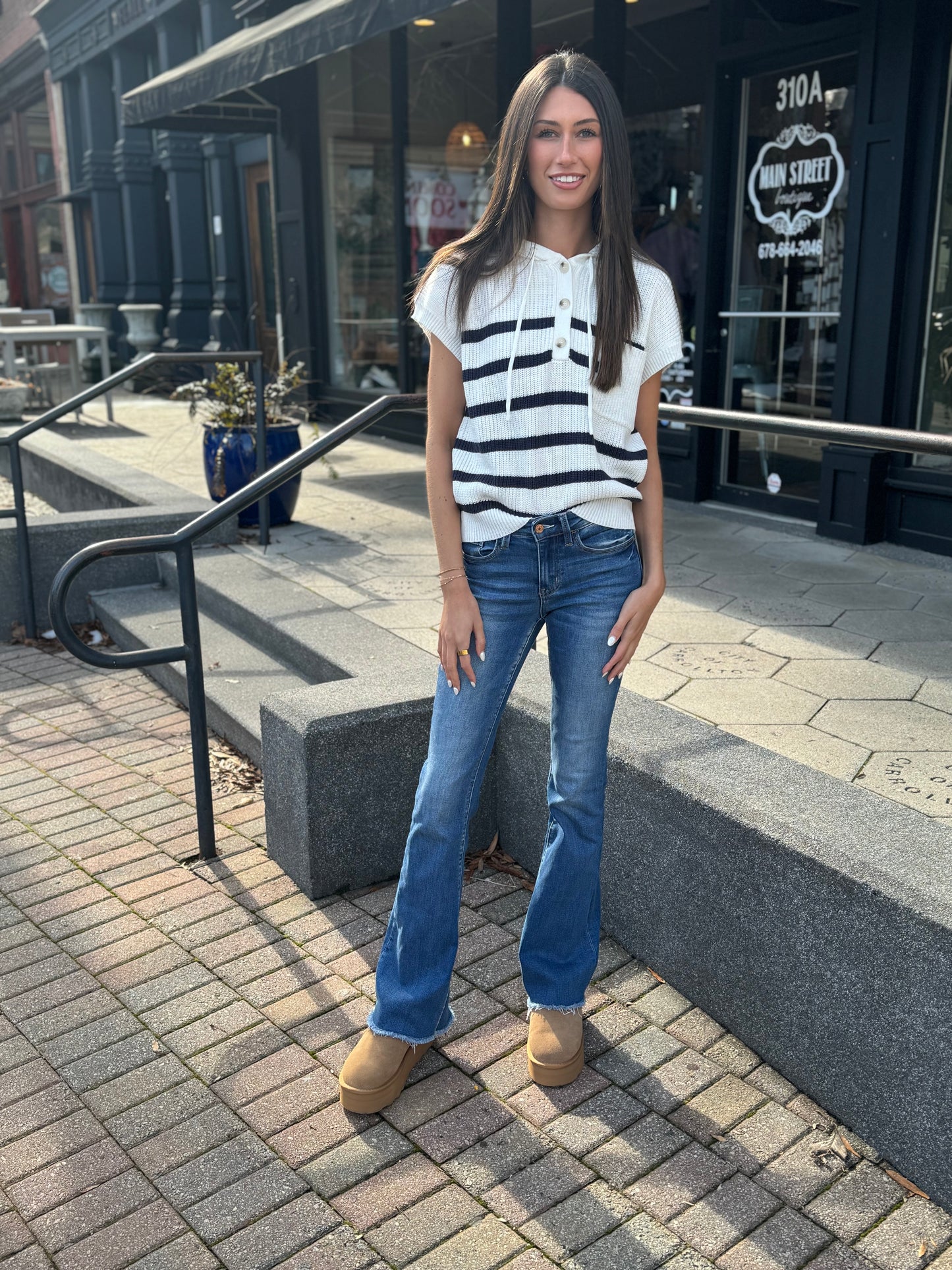 Striped knit hoodie