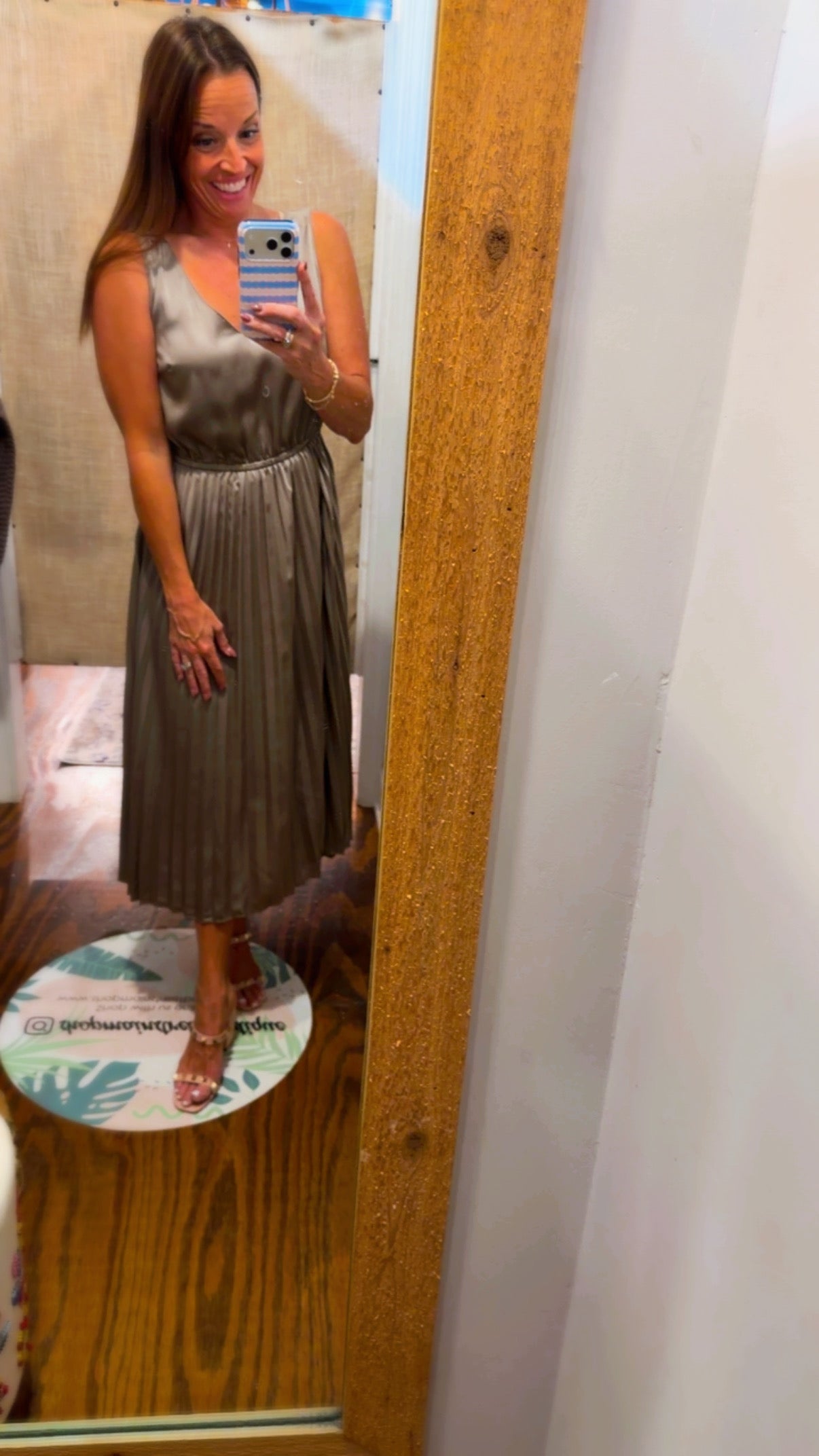 Taupe satin dress set