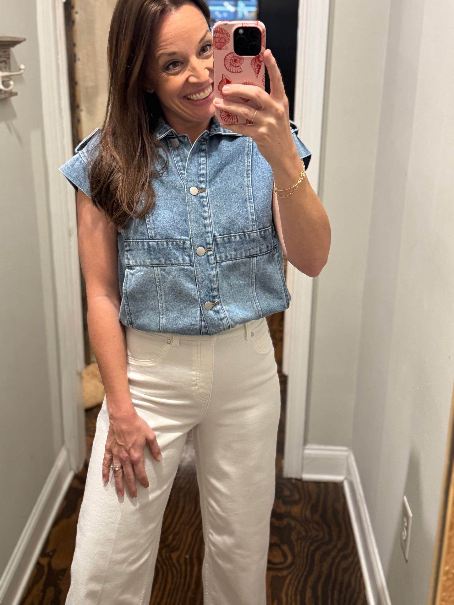 Button up denim vest