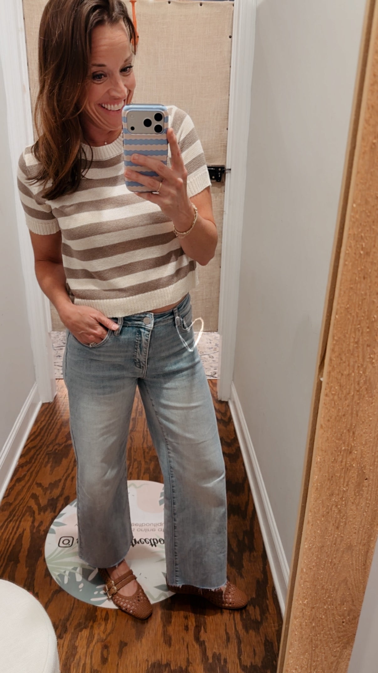 Mocha stripe knit top