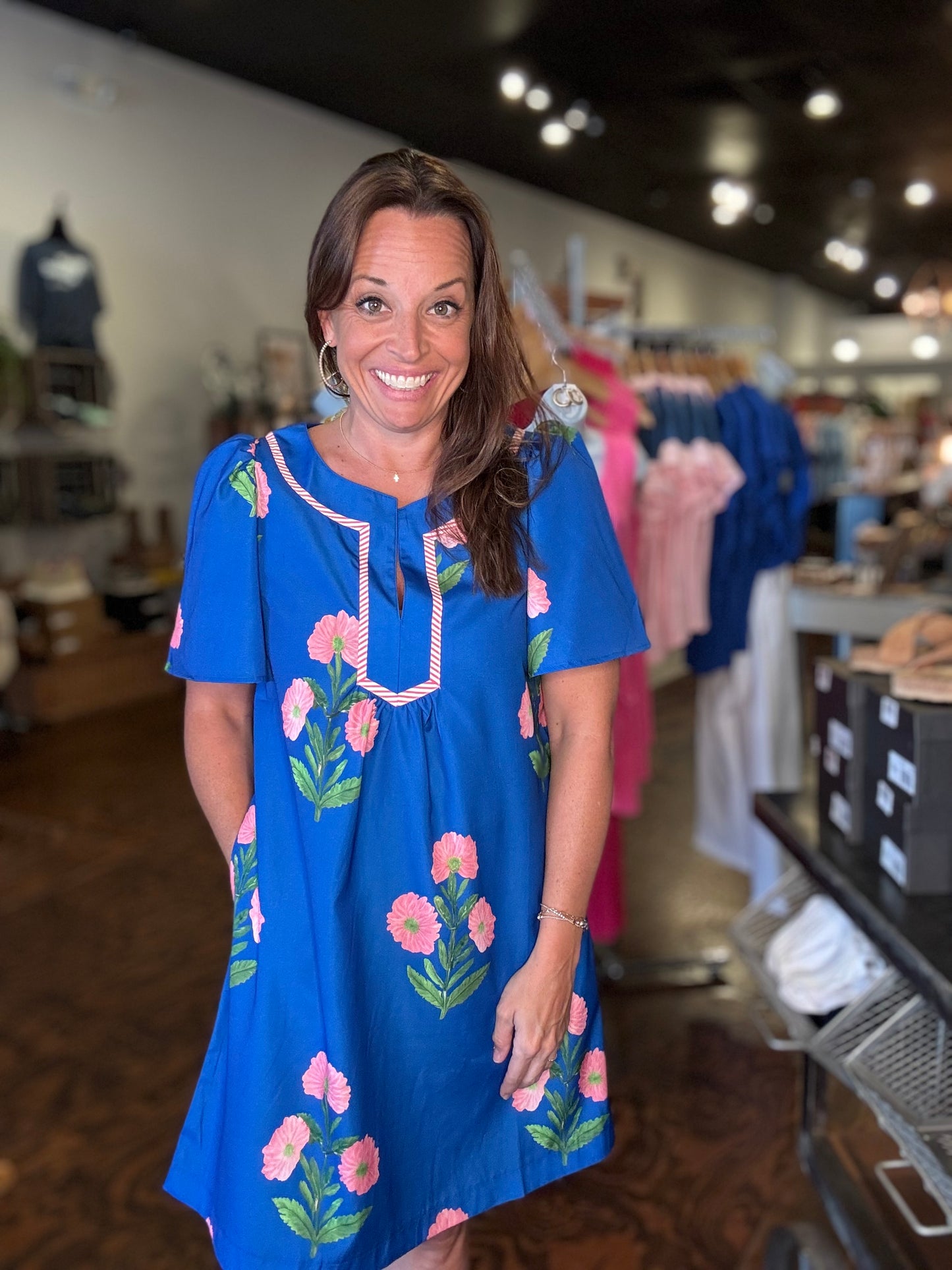 Split neck floral dress