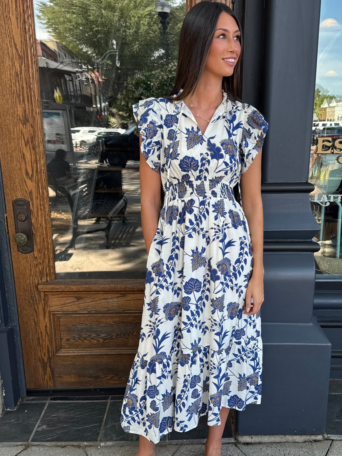 Navy blossoms dress