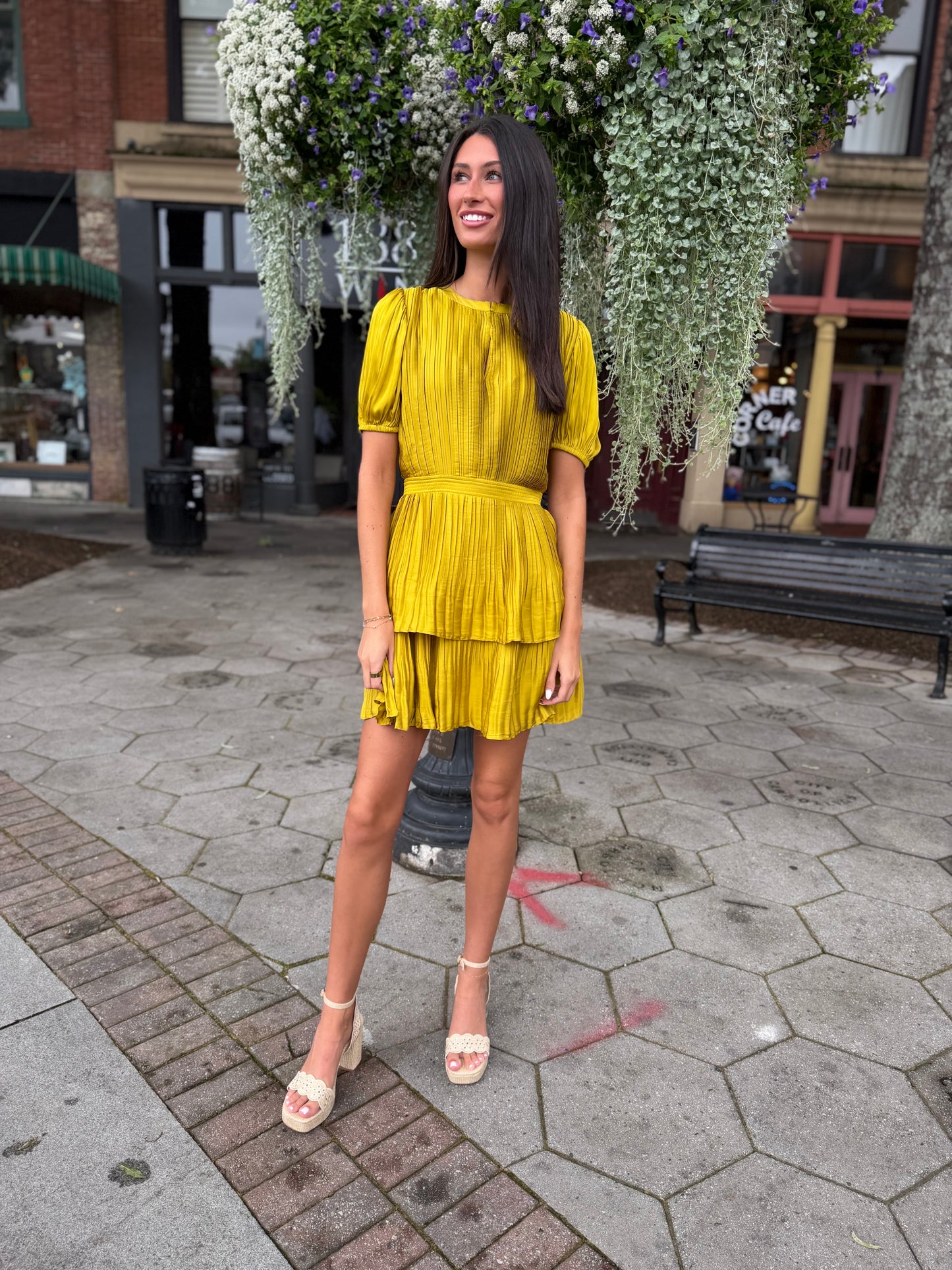 Chartreuse haze mini dress