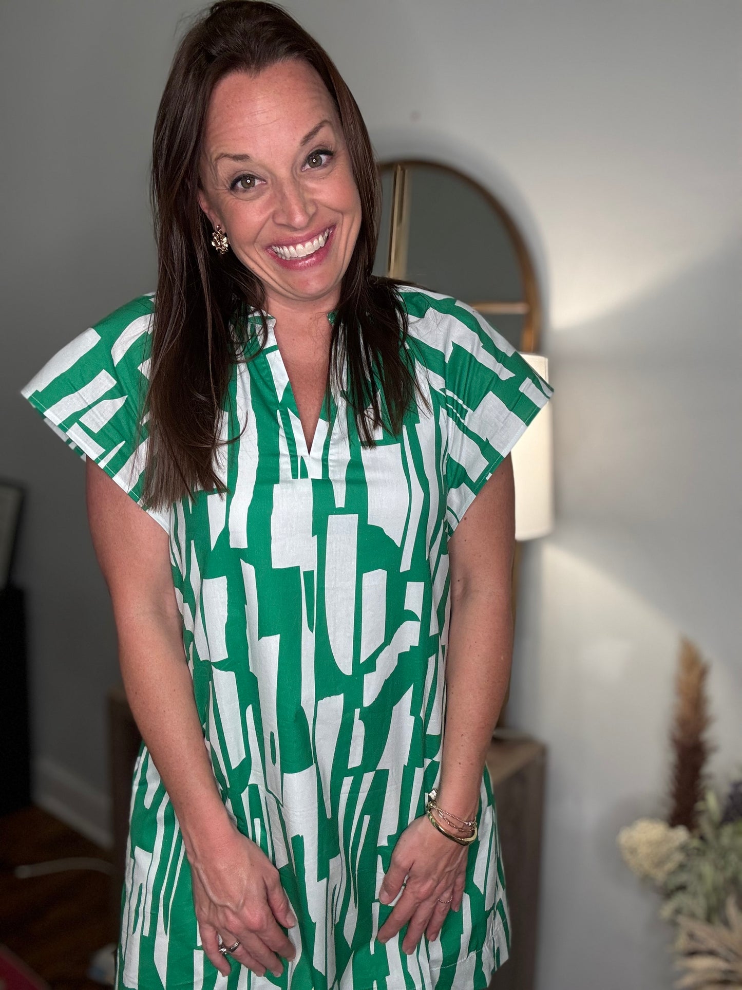 Kelly green abstract dress