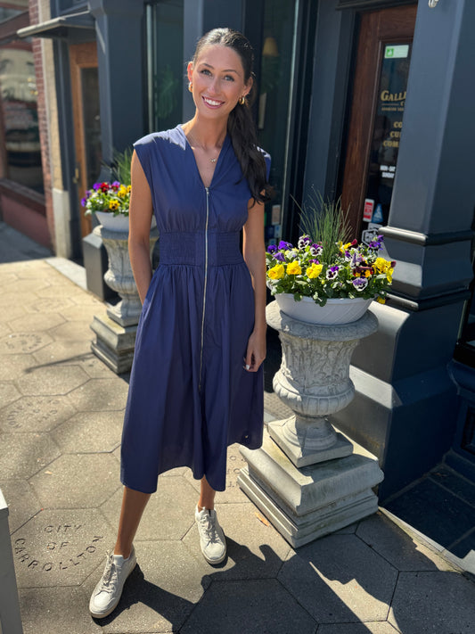 Julia smocked zipper dress