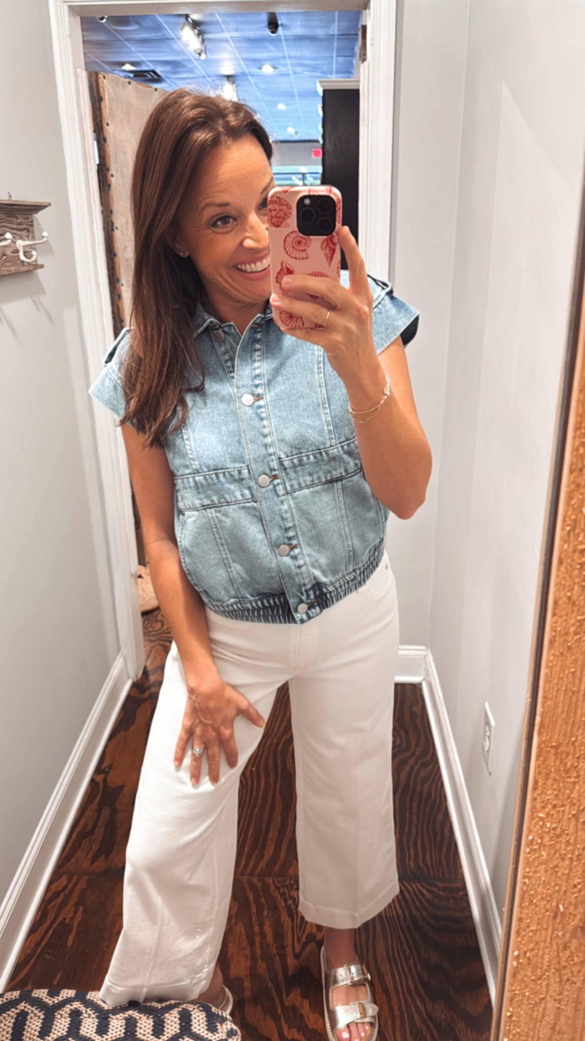 Button up denim vest