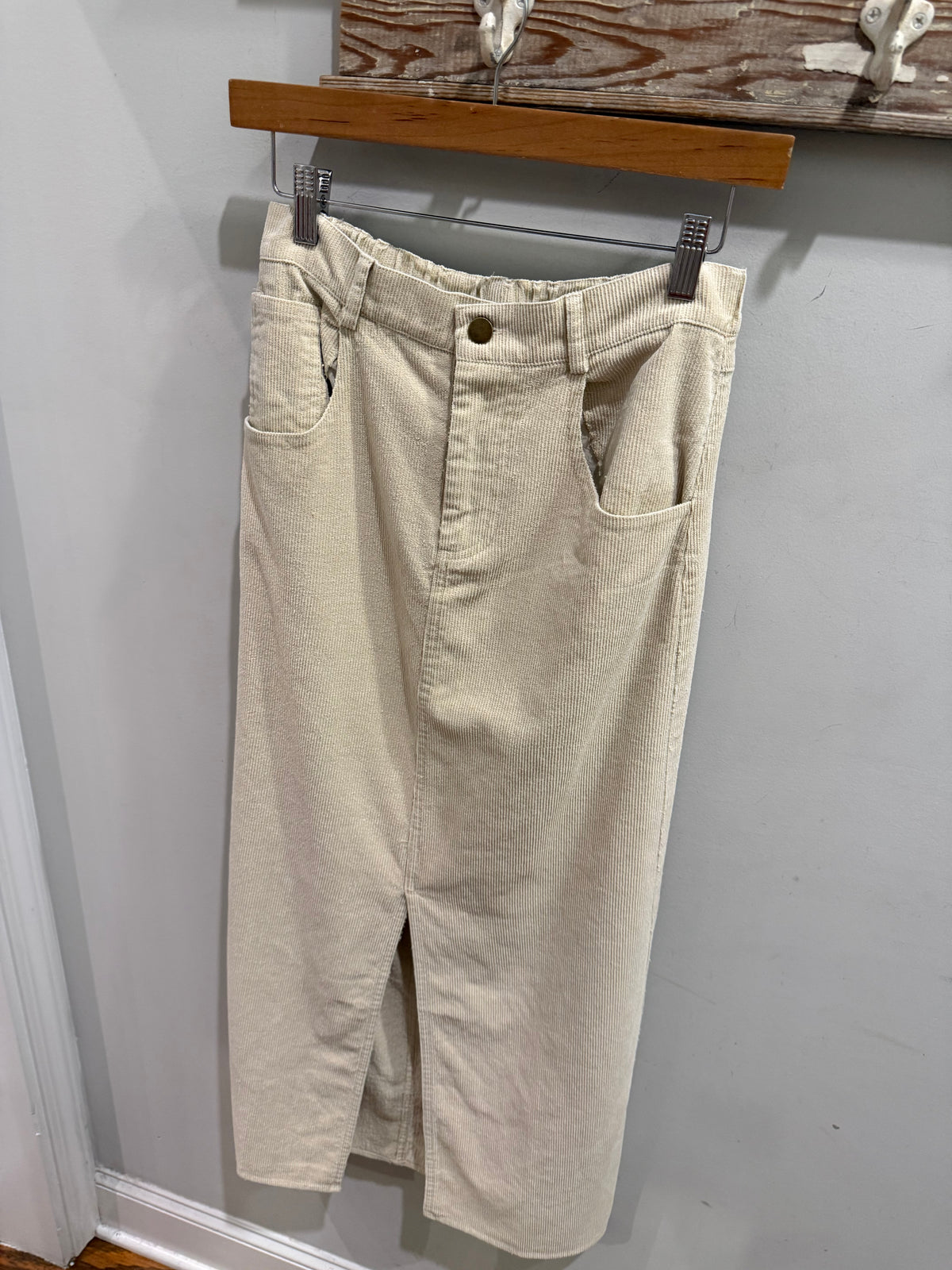Cream cord maxi skirt