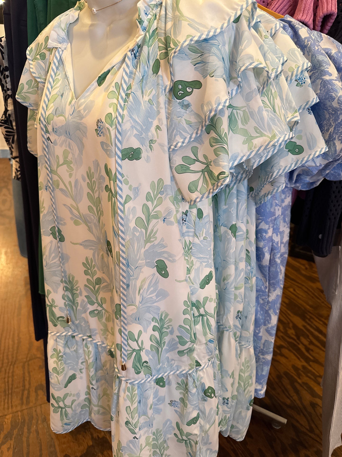 Floral layered sleeve dress