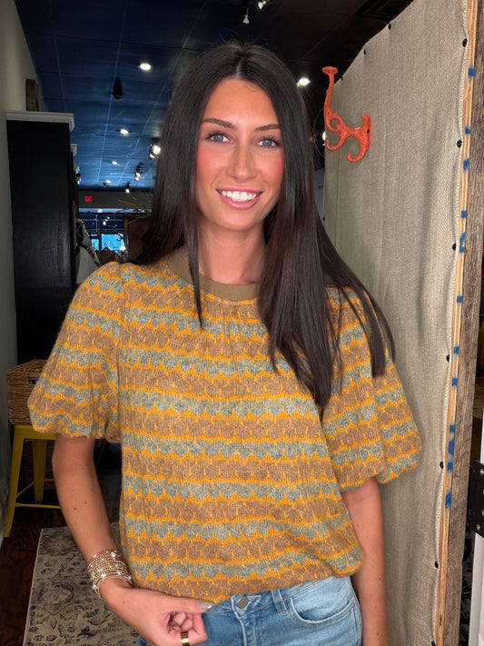 Knit band stripe top