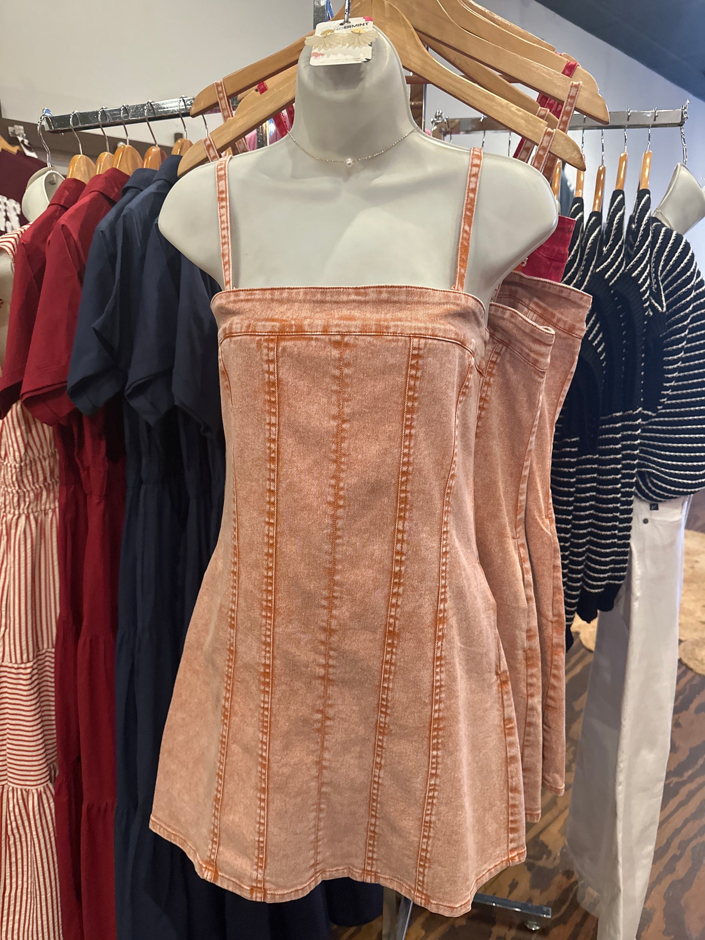 Acid wash zipper dress