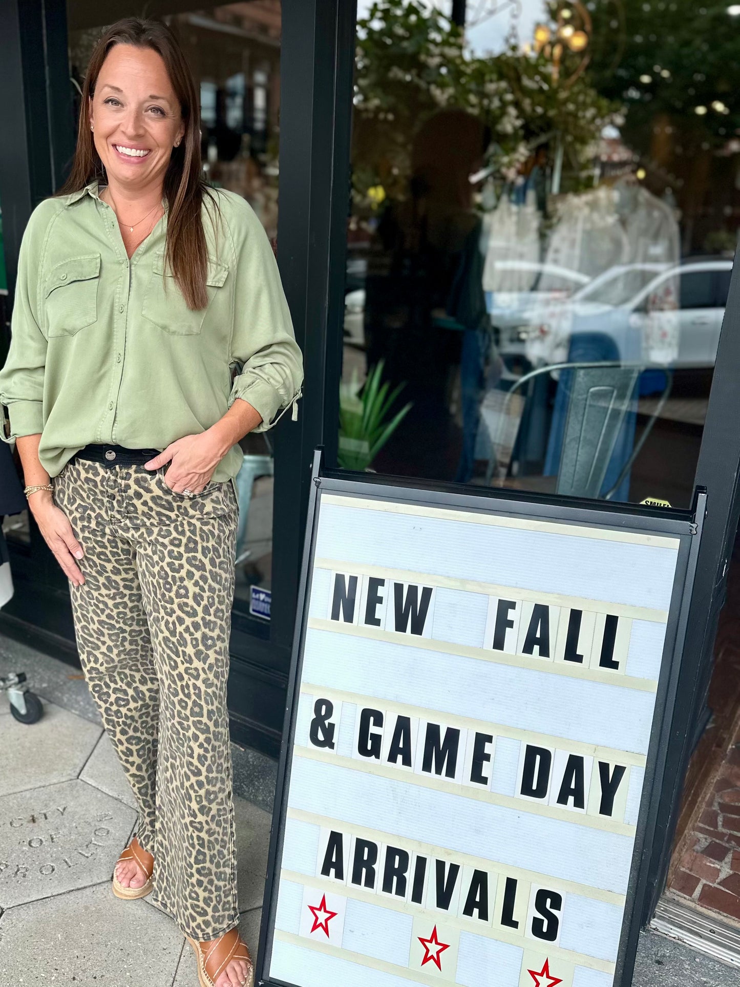 Risen leopard wide leg jeans
