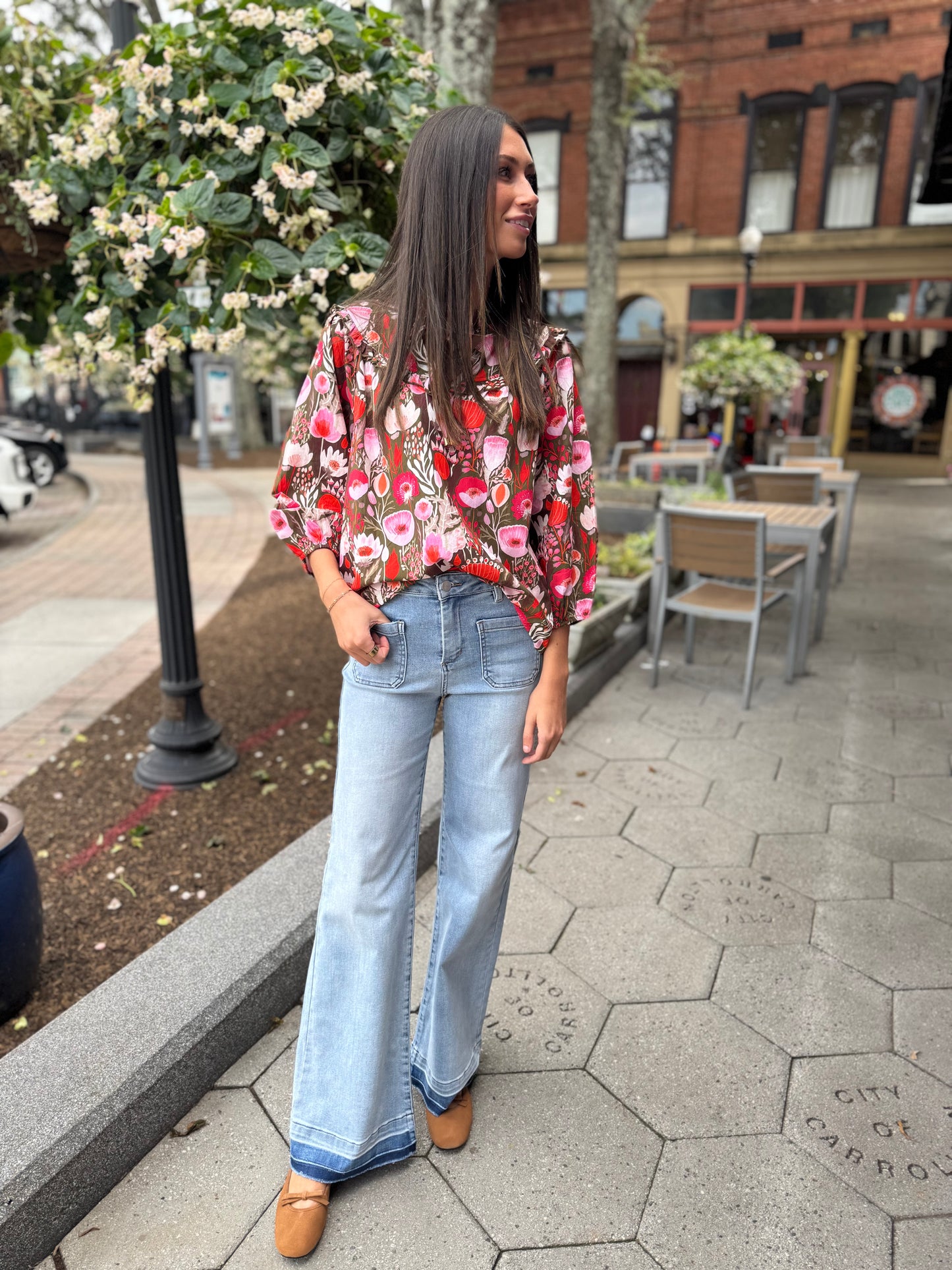 Floral tie blouse