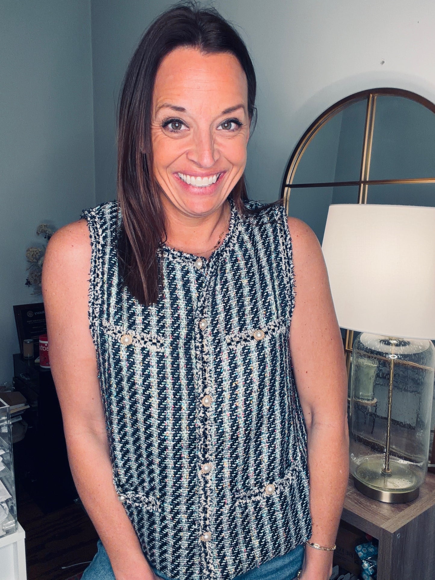 Navy tweed vest