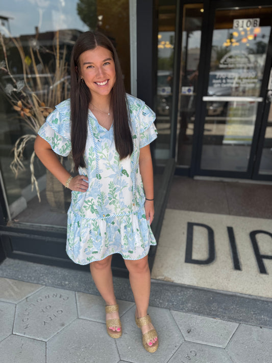 Floral layered sleeve dress