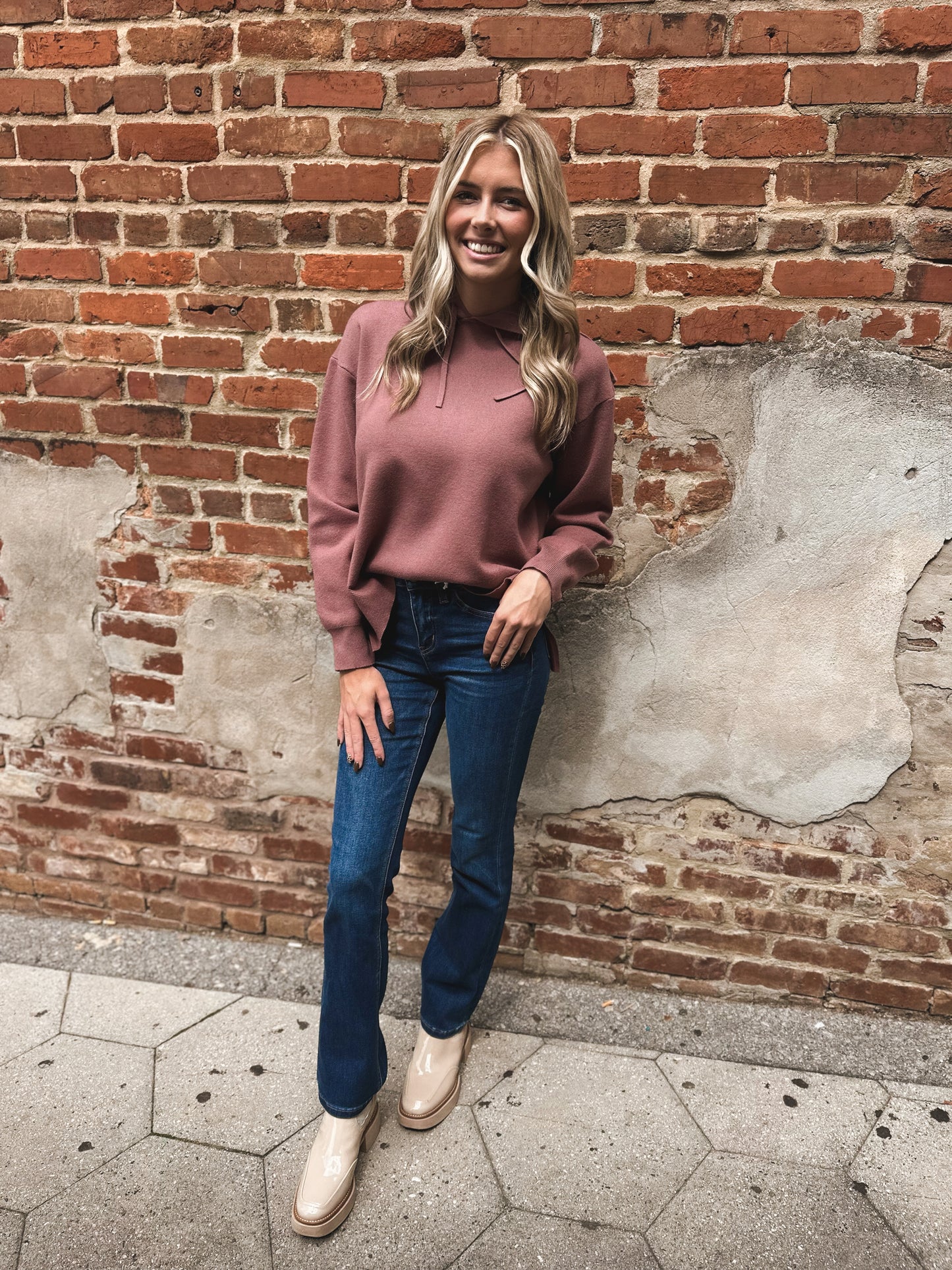 Red bean hooded sweater