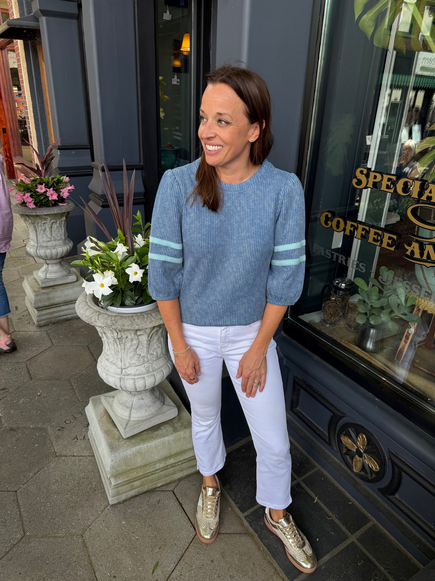 Ribbed azul top