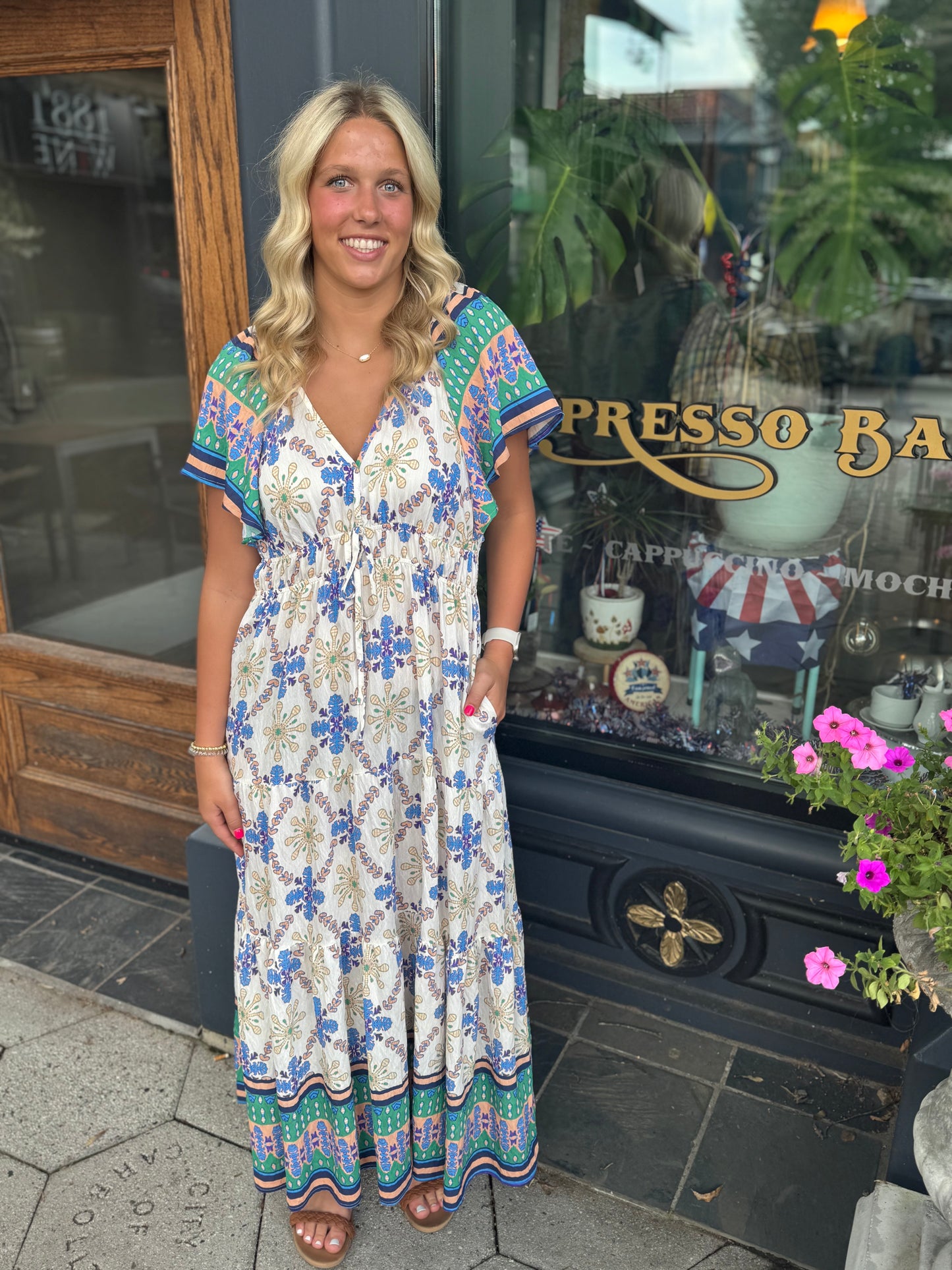 Flutter sleeve boho maxi