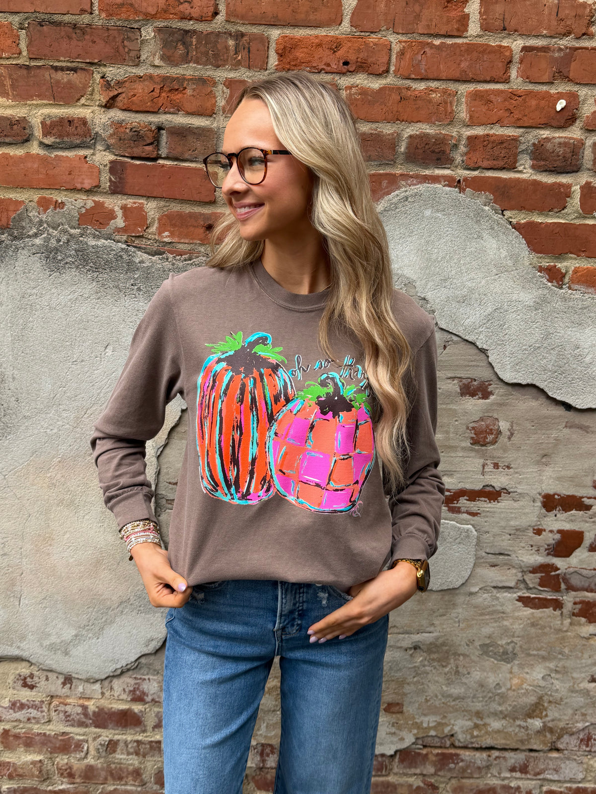 Long sleeve thankful pumpkins tee
