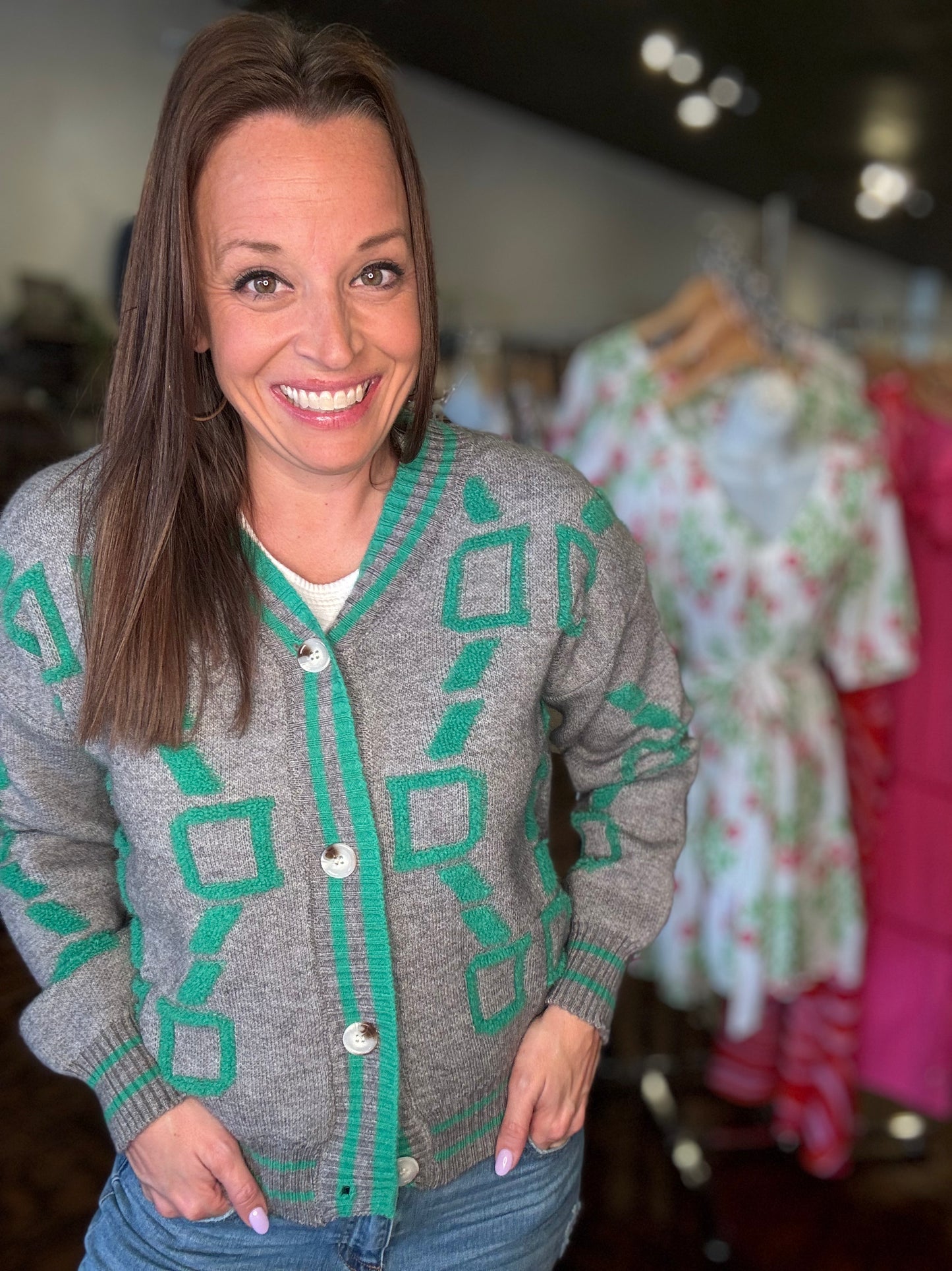 Textured pattern cardigan