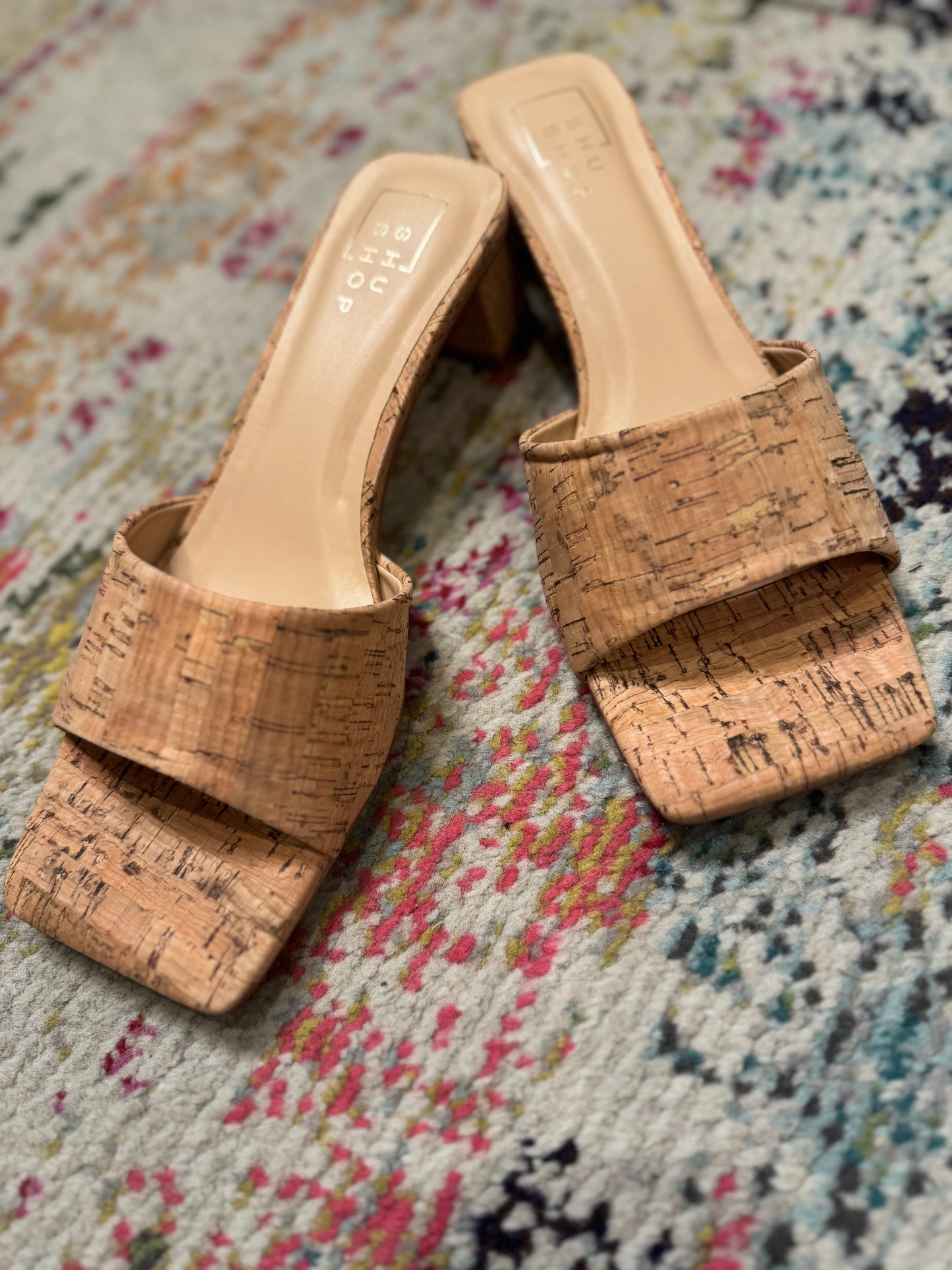 Cork kitten heels