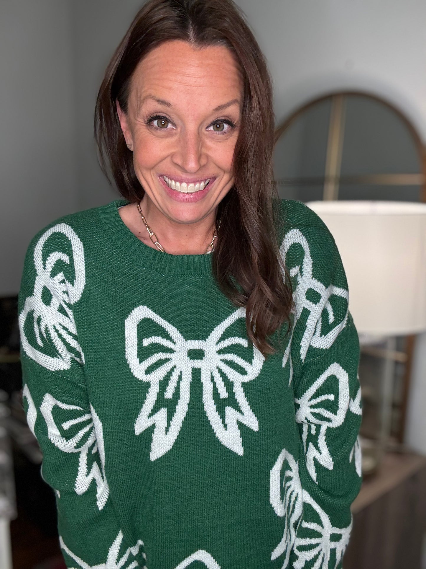 Green bow sweater