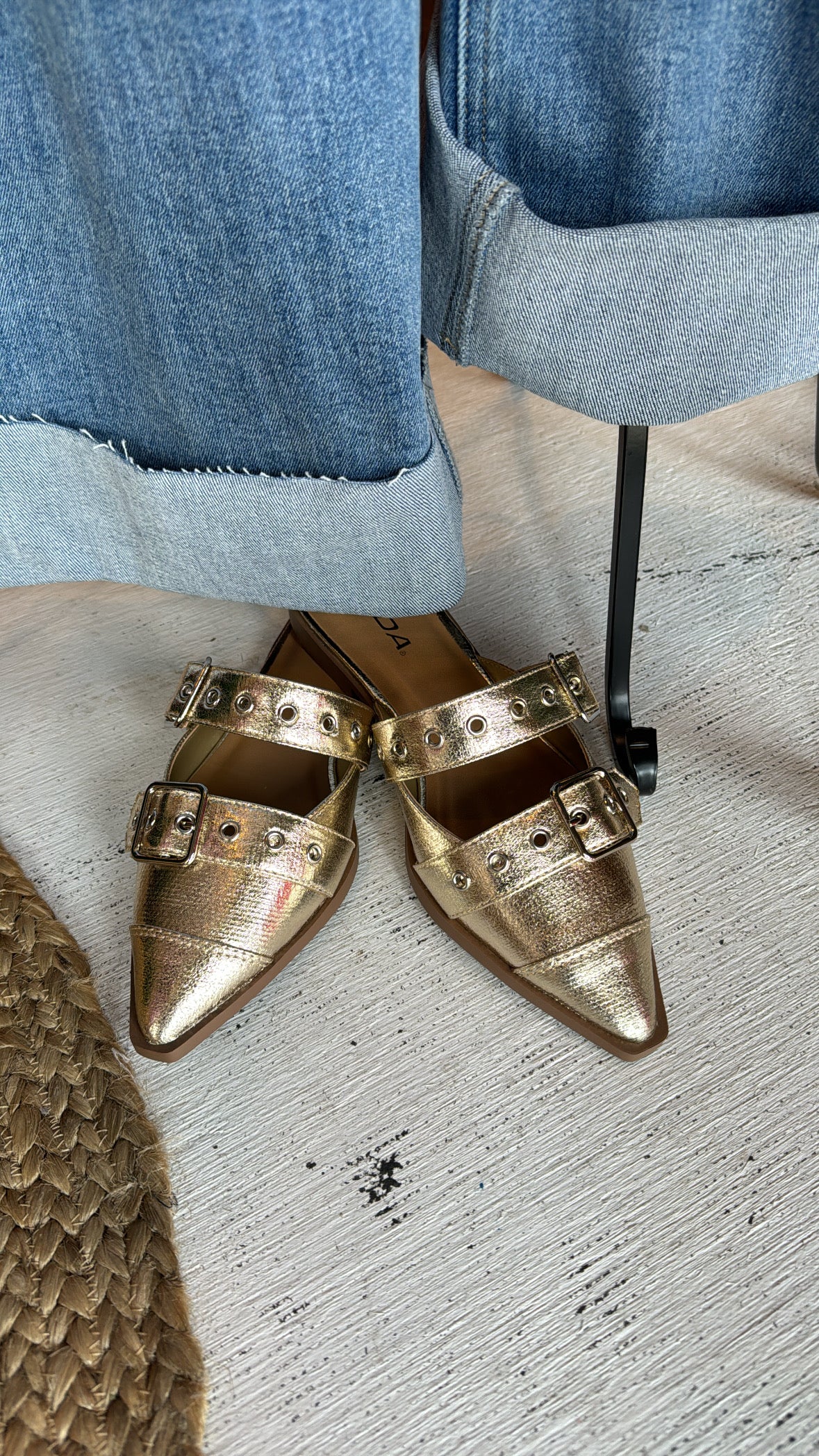 On Point gold mules