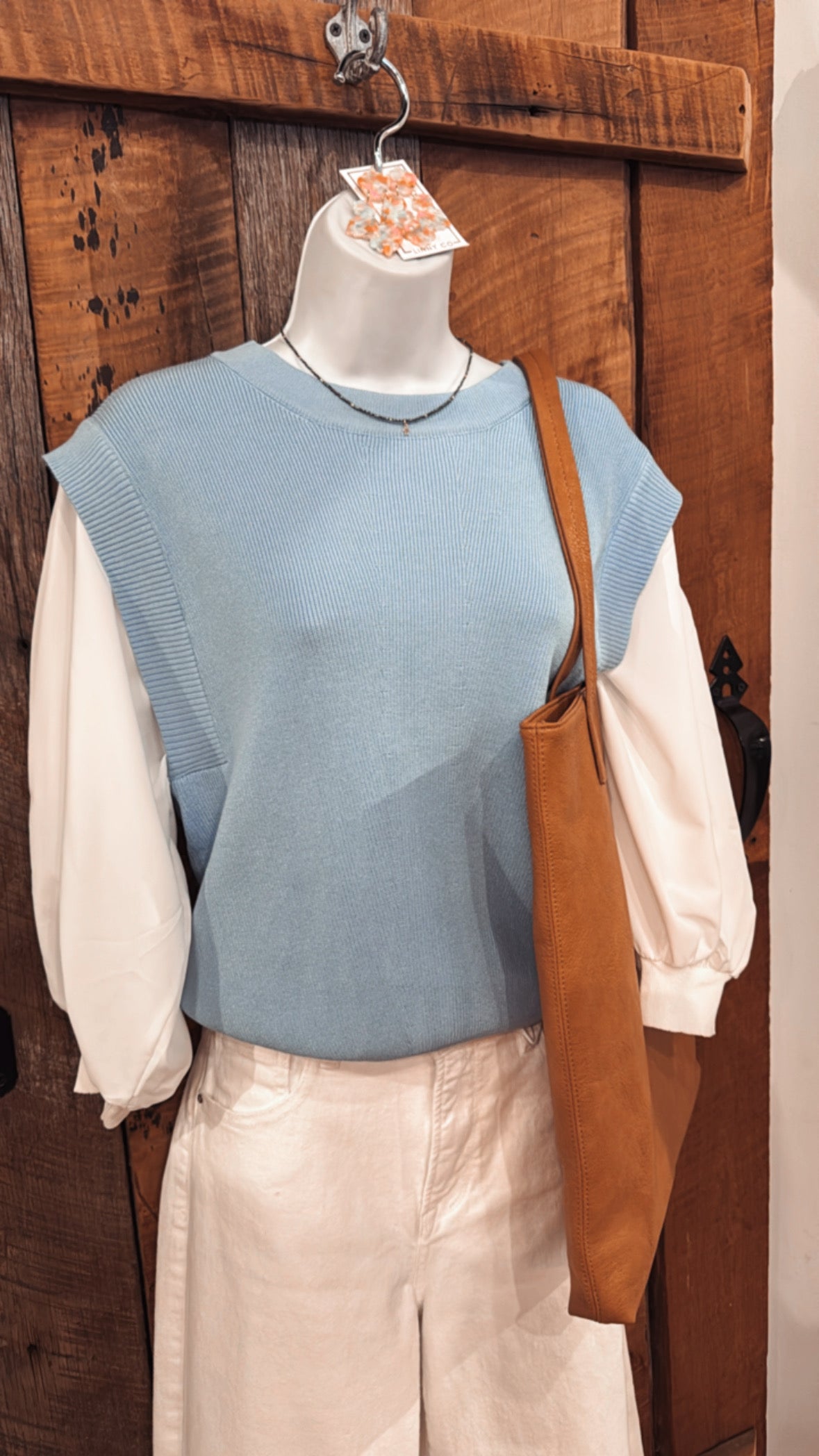 Bubble half sleeve sweater top