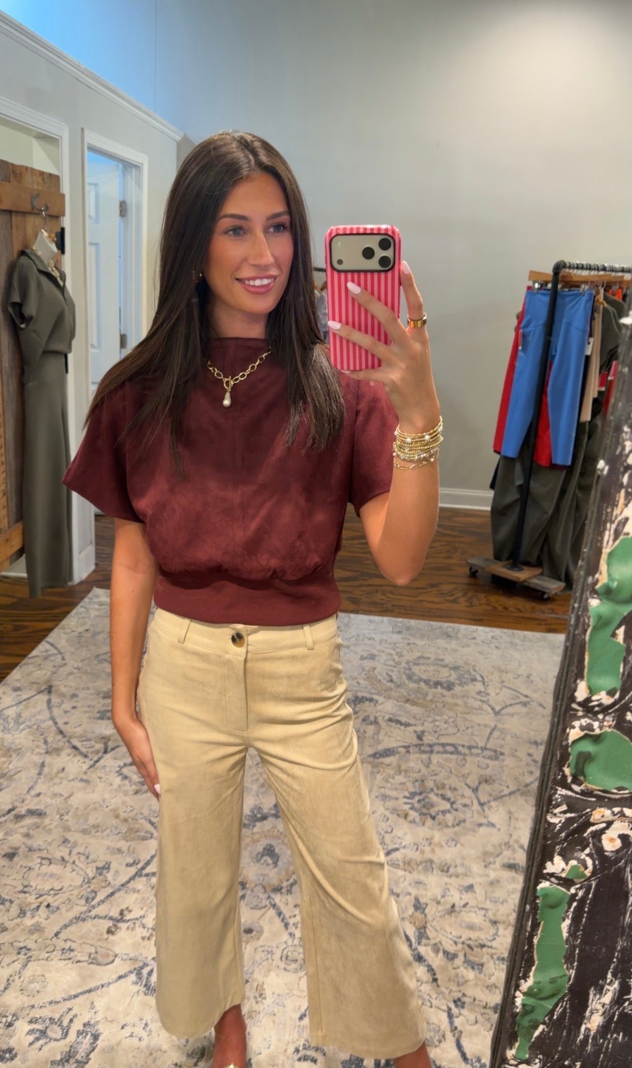 Burgundy suede top