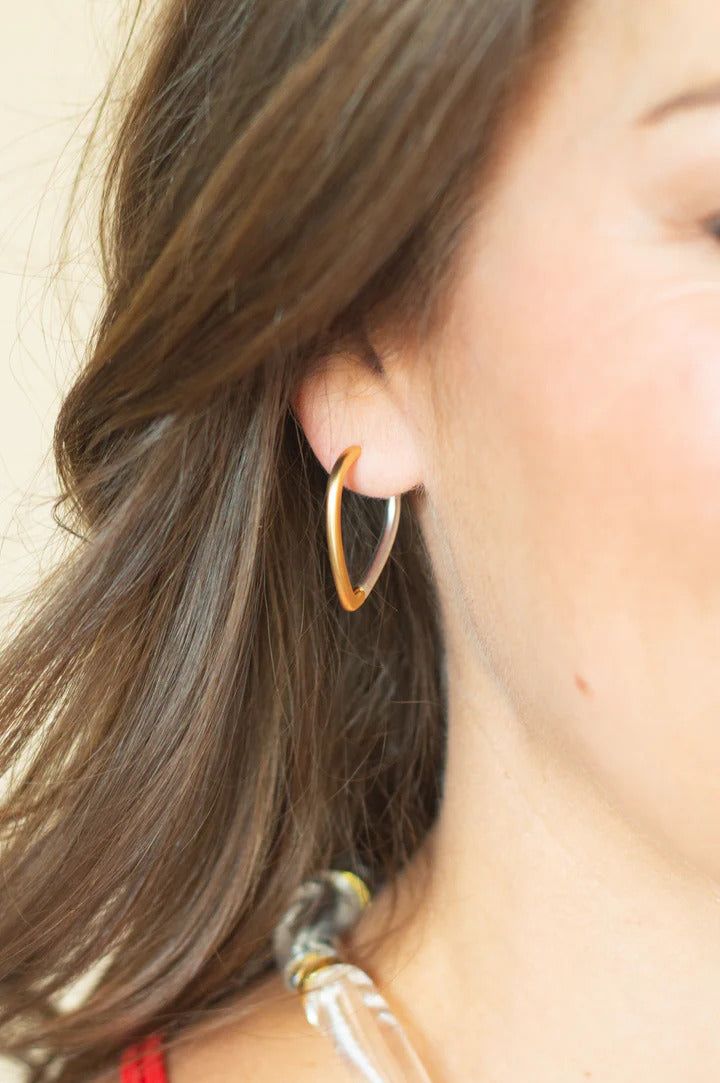 Nora two tone teardrop hoops