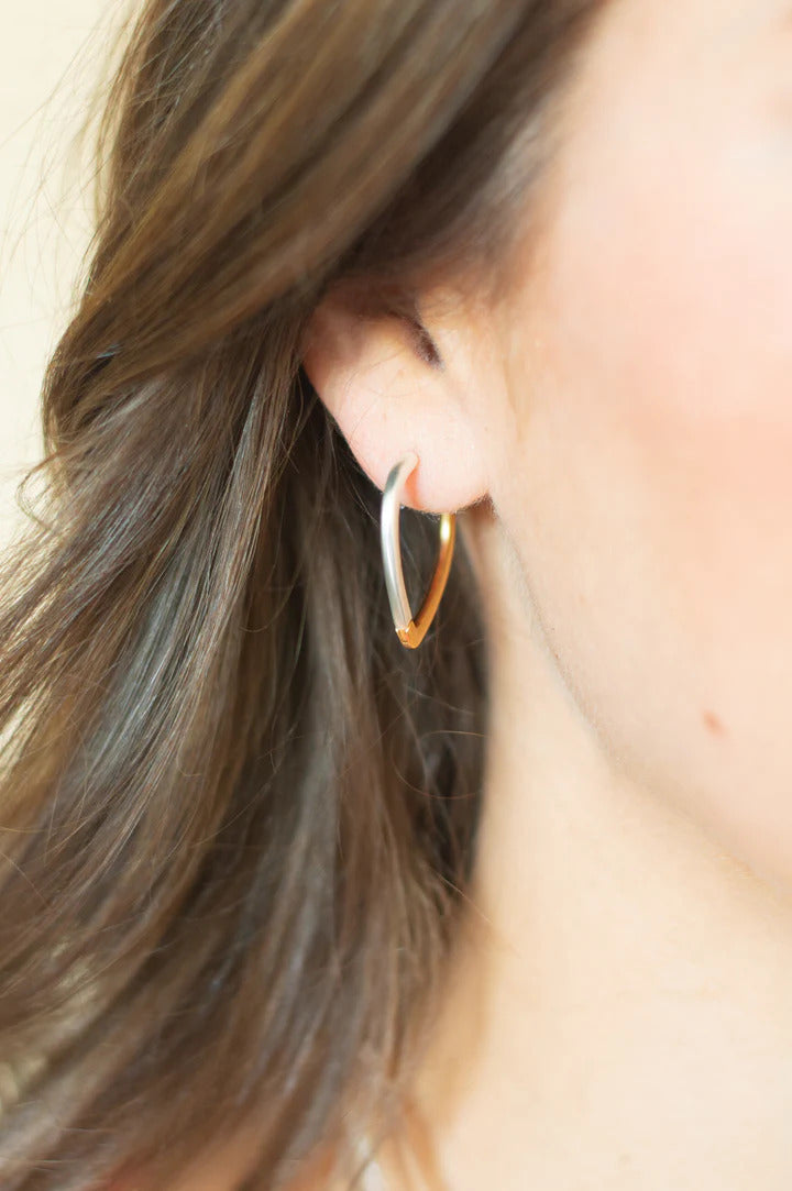 Nora two tone teardrop hoops
