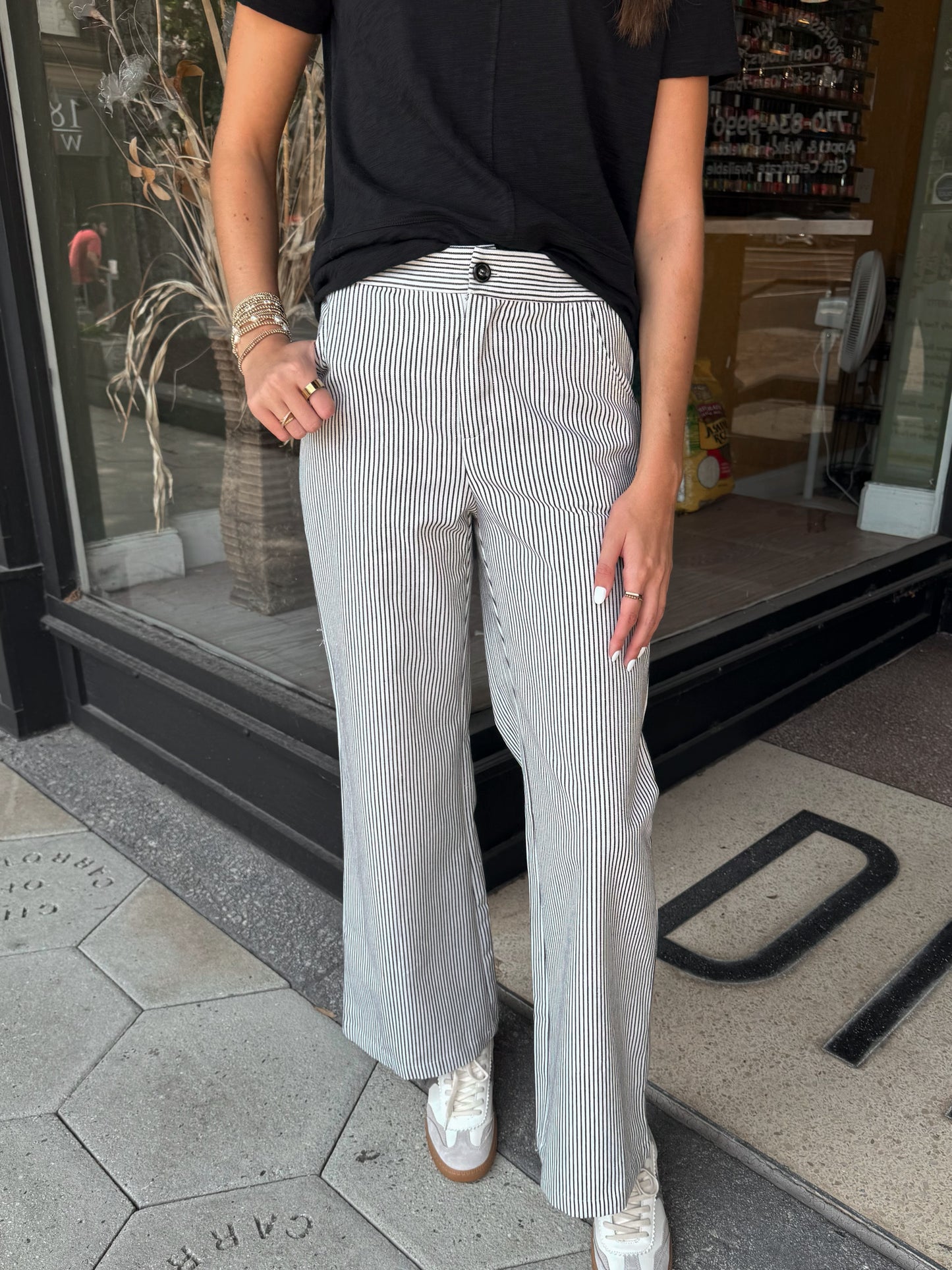 Black striped pants