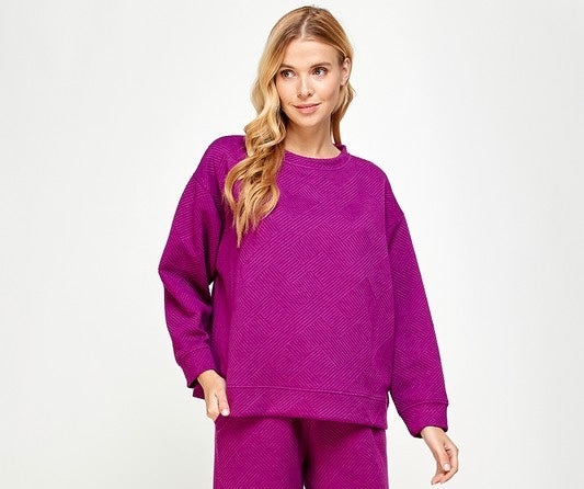 Textured long sleeve top