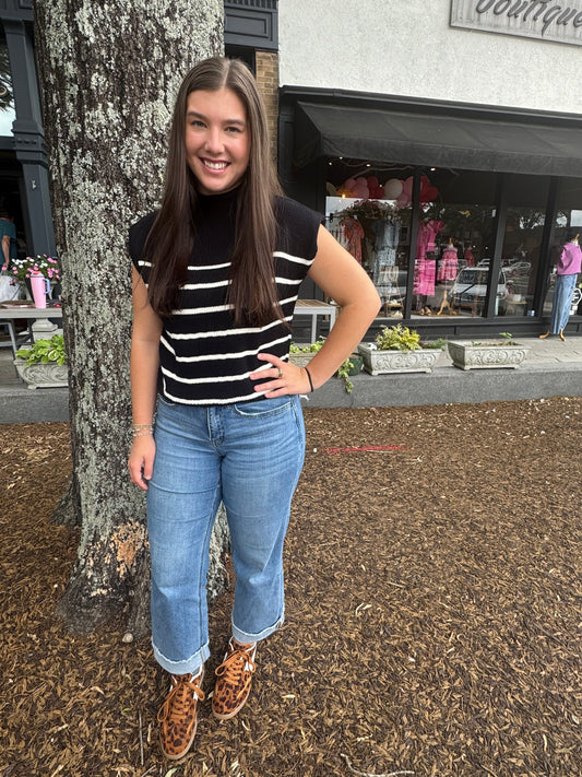 Mock neck sweater vest top