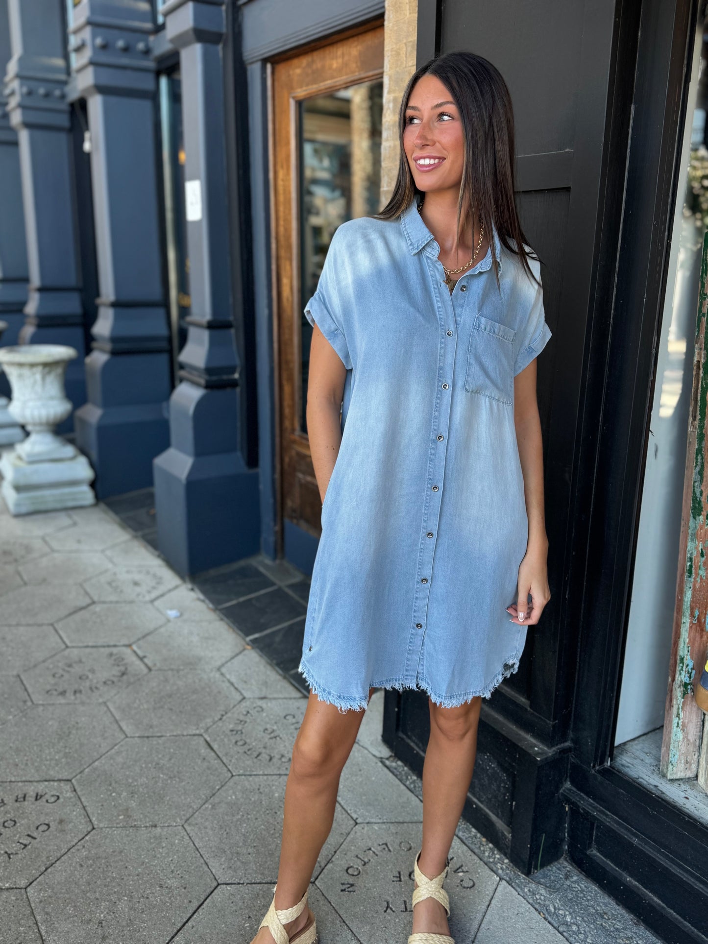 Denim tencel shirt dress