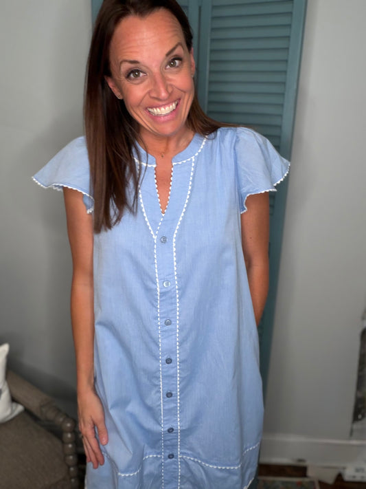 Pale blue lace trim dress