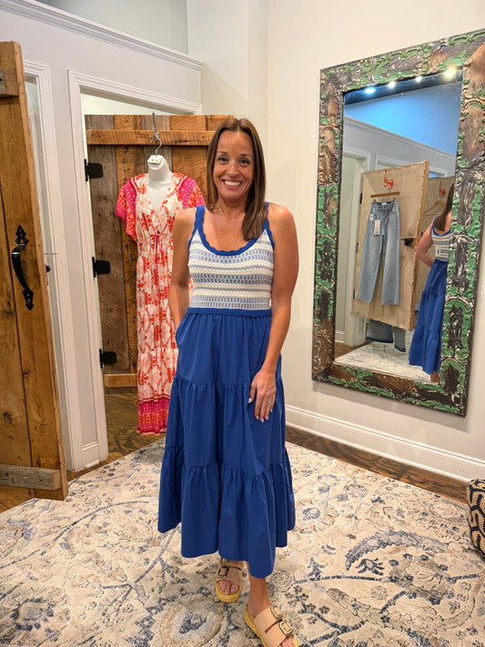 Crochet cobalt maxi dress