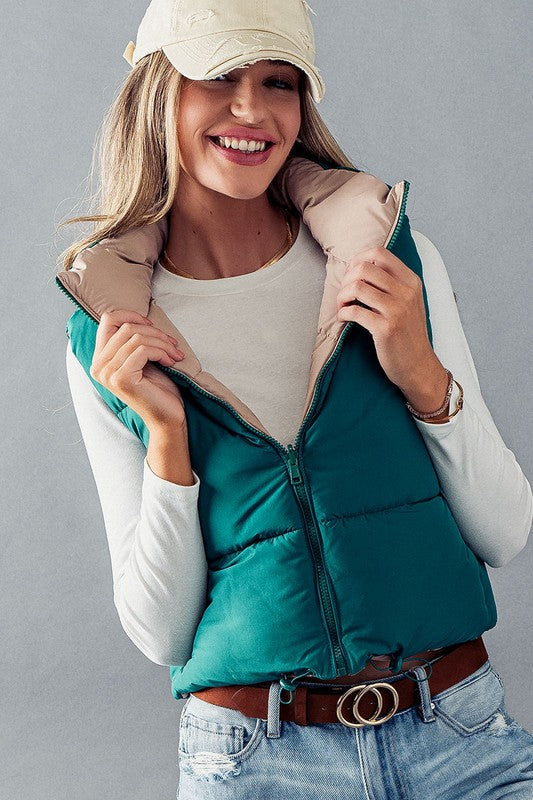 Cropped reversible vest