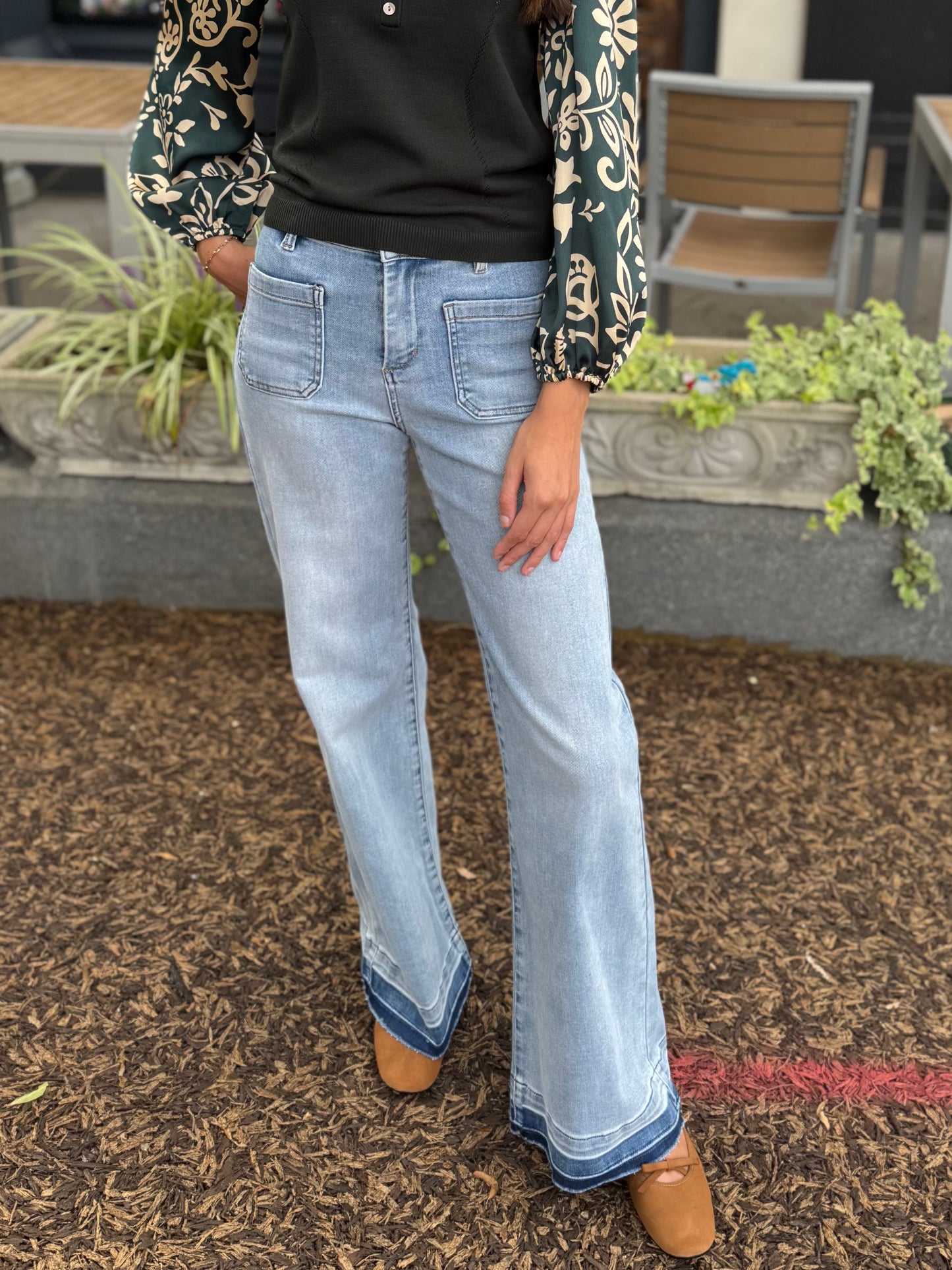 Risen high rise wide leg jeans