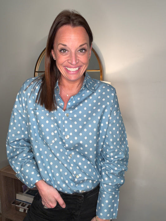 Denim polka dot shirt