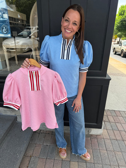 Charleston Stripe Zipper top