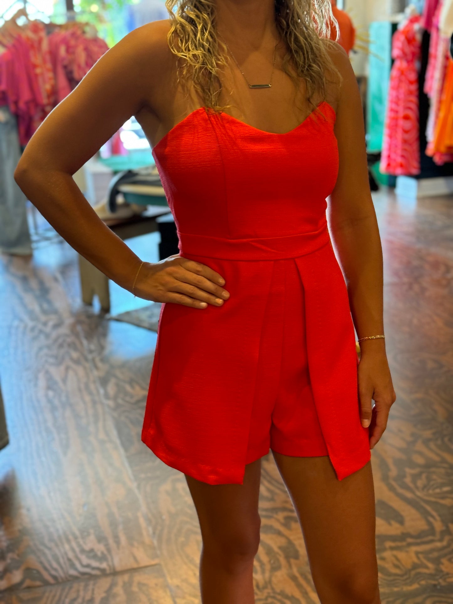 Red Sweetheart Romper