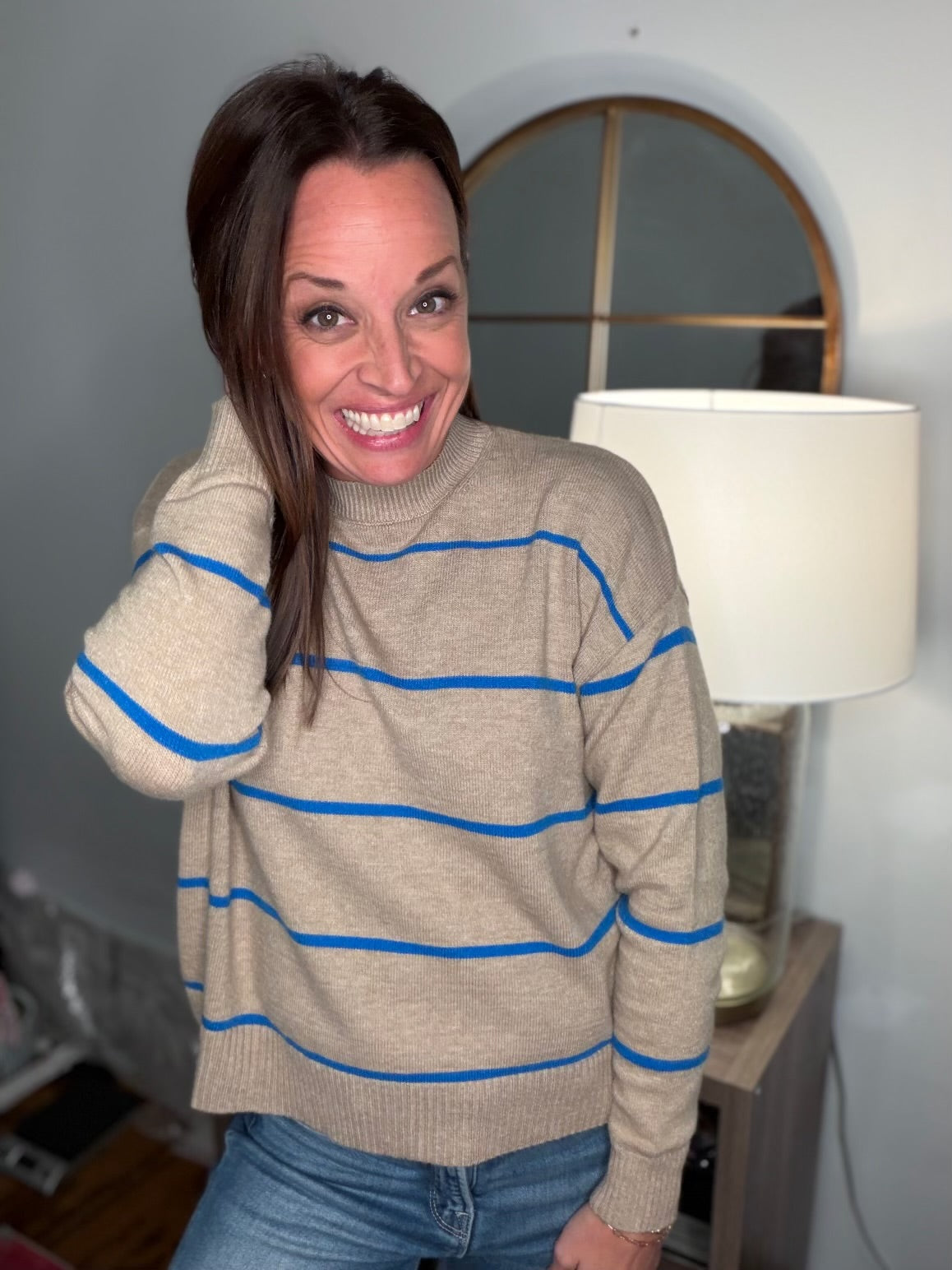 Electric blue stripe sweater
