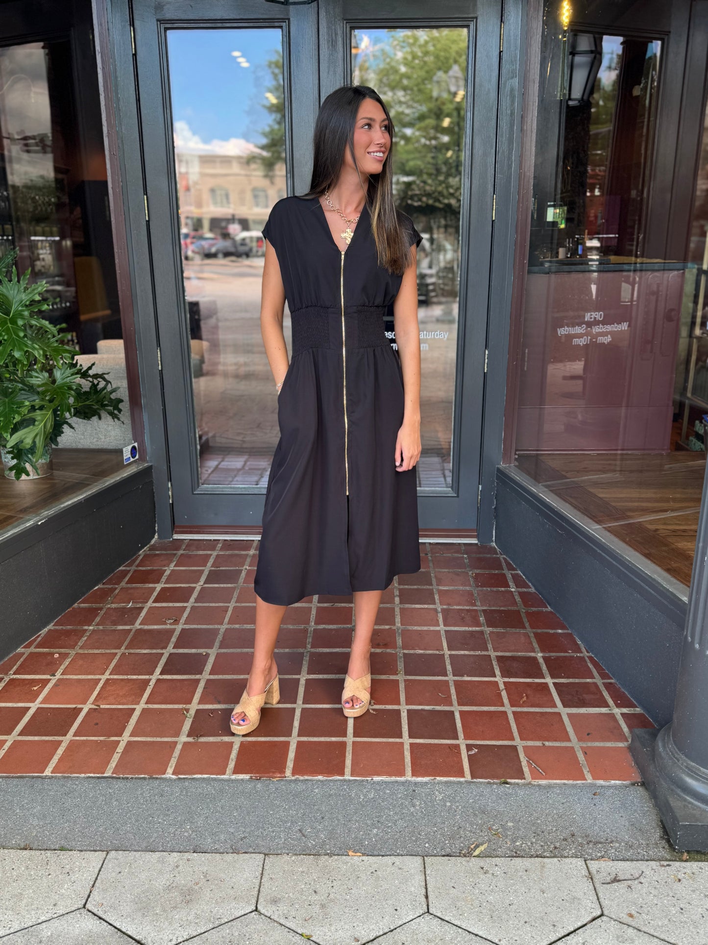 Julia smocked zipper dress