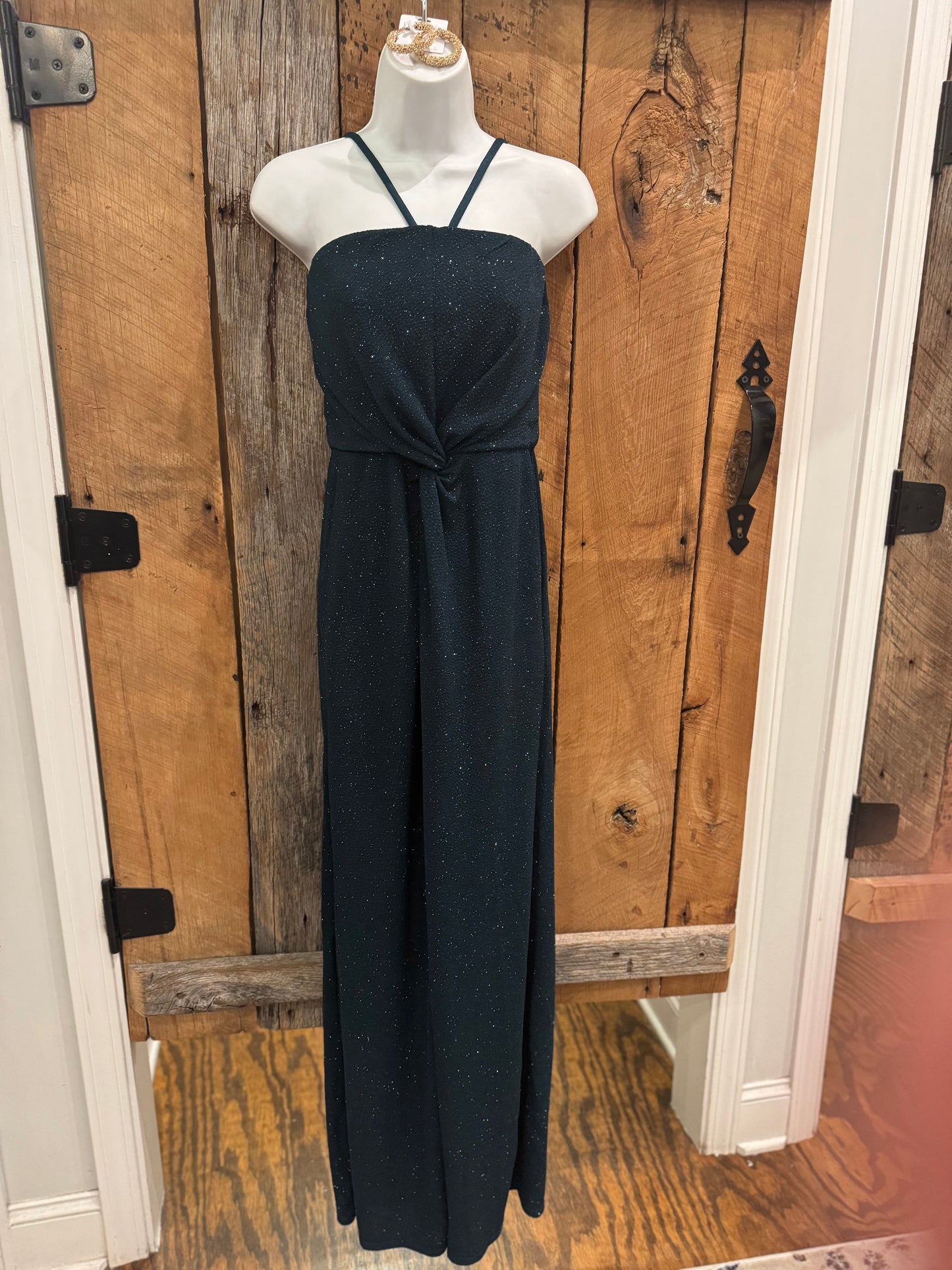 Hunter green front twist jumpsuit