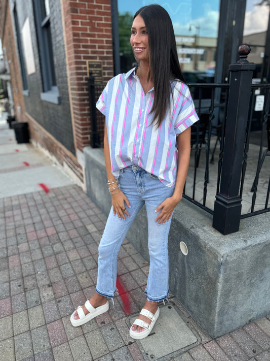 Summer stripe button up