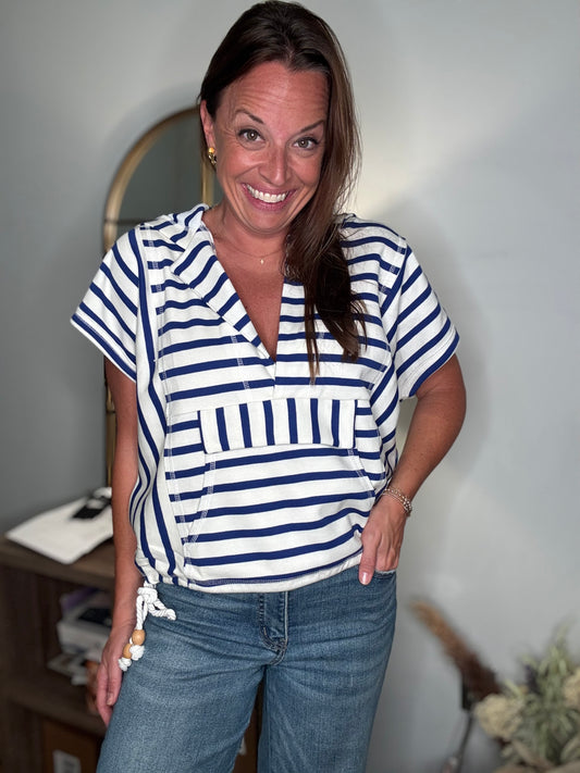 Royal striped poncho