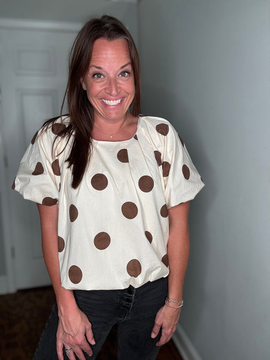 Polka dot bubble blouse