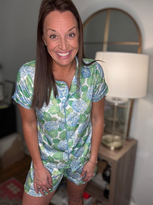 Hydrangea satin pj set