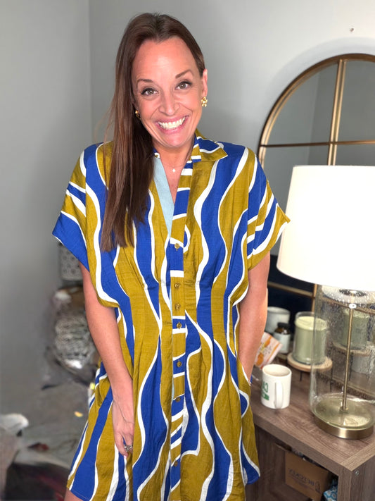 Cassandra wavy striped dress